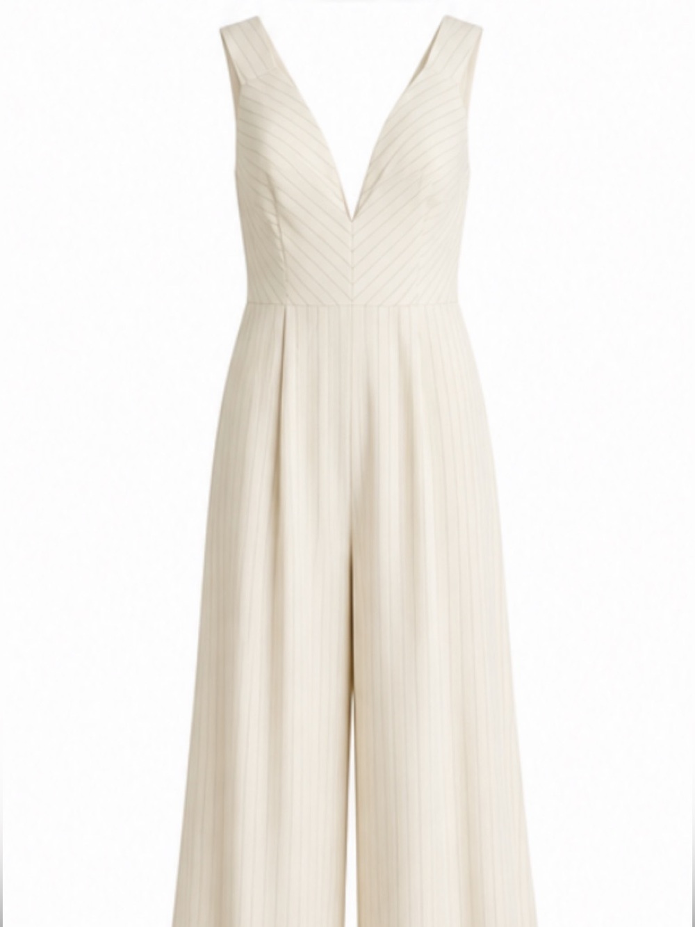 Finders Keepers Ivory Plunging V-Neck Wide-Leg Jumpsuit